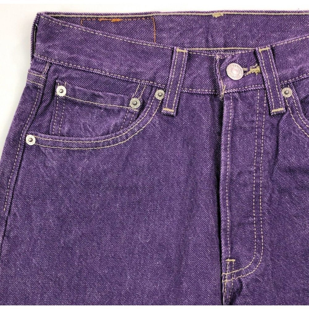 Levis 501 For Women 25x32 Purple Jeans VTG Button Fly Straight Leg Made In USA - Picture 5 of 10